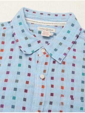 Carbon2Cobalt 100% Cotton Geometric Print Colorful Short Sleeve Button Down S